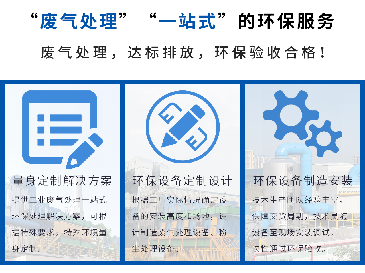 “廢氣處理，達(dá)標(biāo)排放，環(huán)保驗(yàn)收合格！